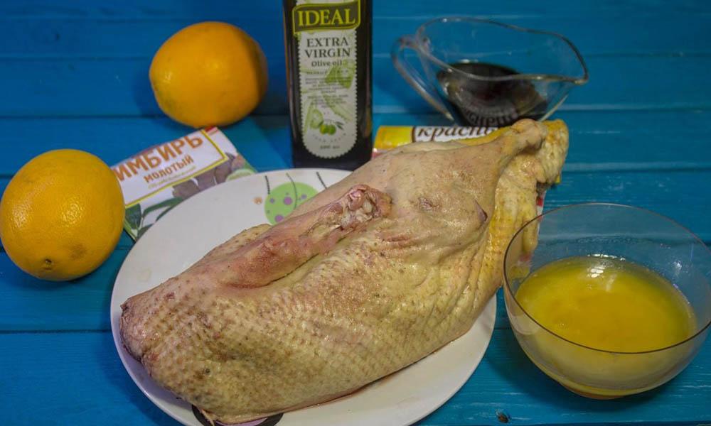 Ингредиенты для приготовления утки в духовке Утка, апельсины, соевый соус