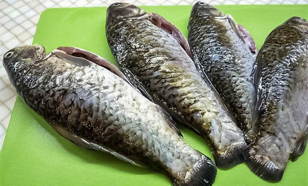 Очищенные караси для приготовления в фольге Караси для фольги