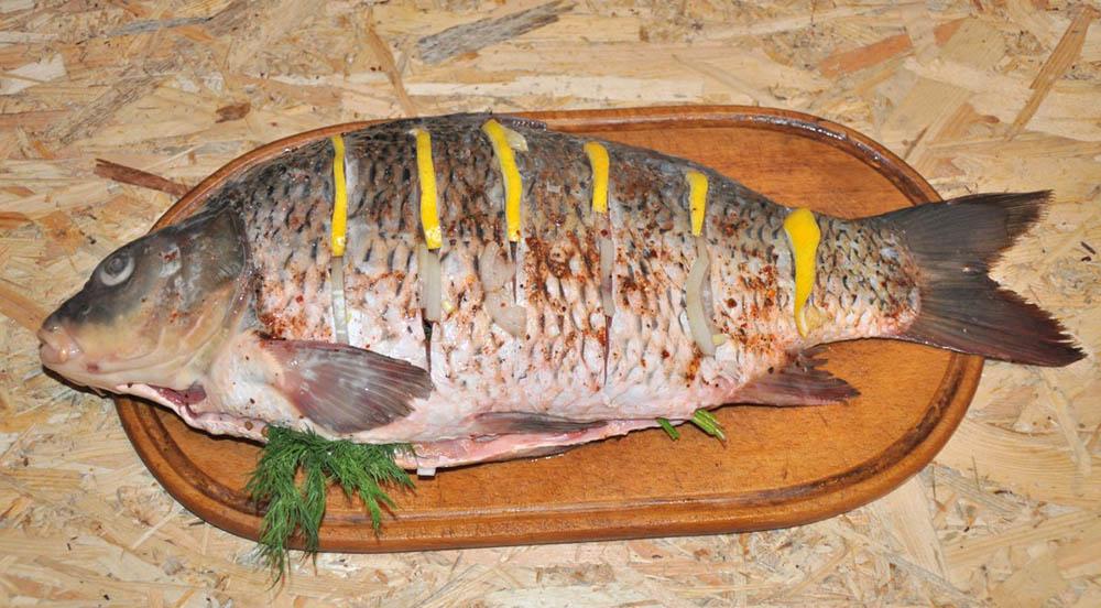 Фарширование карпа луком и лимоном Карп с лимоном и луком